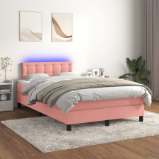 vidaXL Rózsaszín bársony rugós és LED-es ágy matraccal 120x200 cm ágy és ágykellék