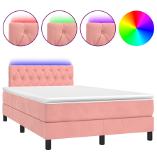 vidaXL rózsaszín bársony rugós és LED-es ágy matraccal 120x200 cm (3134578) ágy és ágykellék