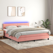 vidaXL rózsaszín bársony rugós és LED-es ágy matraccal 180x200 cm ágy és ágykellék
