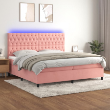 vidaXL rózsaszín bársony rugós és LED-es ágy matraccal 200x200 cm ágy és ágykellék