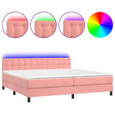 vidaXL rózsaszín bársony rugós és LED-es ágy matraccal 200x200 cm (3134668) ágy és ágykellék