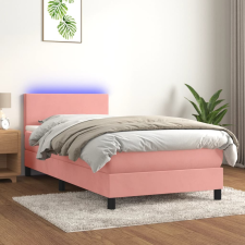 vidaXL rózsaszín bársony rugós és LED-es ágy matraccal 80 x 200 cm ágy és ágykellék