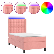 vidaXL Rózsaszín bársony rugós és led-es ágy matraccal 80 x 200 cm ágy és ágykellék