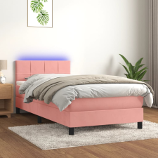 vidaXL rózsaszín bársony rugós és LED-es ágy matraccal 90x200 cm ágy és ágykellék