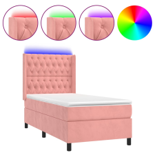 vidaXL rózsaszín bársony rugós és LED-es ágy matraccal 90x200 cm (3139726) - Ágyak és ágykeretek ágy és ágykellék