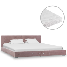 vidaXL rózsaszín bársonyágy matraccal 160 x 200 cm ágy és ágykellék