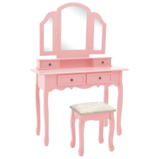vidaXL rózsaszín császárfa fésülködőasztal-szett ülőkével 100x40x146cm bútor