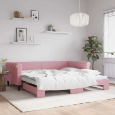 vidaXL rózsaszín kihúzható bársonyheverő 100 x 200 cm ágy és ágykellék