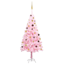 vidaXL rózsaszín PVC műkarácsonyfa LED fényekkel és gömbszettel 180 cm karácsonyi dekoráció