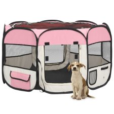 vidaXL rózsaszínű összecsukható kutyakennel hordtáskával 110x110x58 cm szállítóbox, fekhely kutyáknak