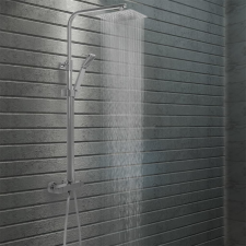 vidaXL Rozsdamentes acél dupla fejű zuhanyszett termosztáttal kád, zuhanykabin