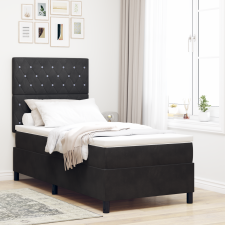 vidaXL Rugókeret Ágy Mattal és LED-del Fekete 90x190 cm Bársony ágy és ágykellék