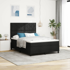 vidaXL Rugós ágy matraccal és LED fényekkel, fekete, 140x200 cm, szövet ágy és ágykellék