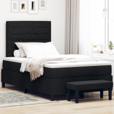 vidaXL Rugós Ágy Matraccal és Pad Fekete 120x190 cm Szövet ágy és ágykellék