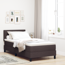 vidaXL Rugós Ágynemű Matraccal Sötétbarna 90x200 cm Szövet ágy és ágykellék