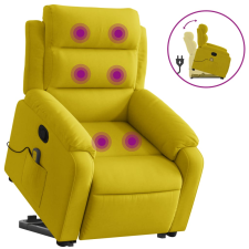vidaXL sárga bársony felállást segítő dönthető masszázsfotel (3205110) masszázsfotel