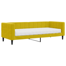 vidaXL Sárga bársony heverő matraccal 80 x 200 cm ágy és ágykellék