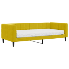 vidaXL sárga bársony heverő matraccal 90 x 200 cm (3196672) ágy és ágykellék