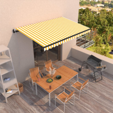 vidaXL sárga és fehér automata napellenző 450 x 350 cm kerti bútor