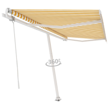 vidaXL sárga és fehér automata póznás napellenző 400 x 300 cm kerti bútor
