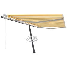 vidaXL sárga és fehér automata póznás napellenző 400 x 300 cm kerti bútor