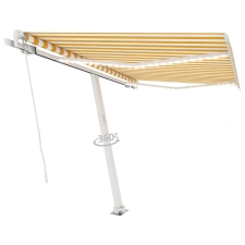 vidaXL sárga és fehér kézzel kihúzható LED-es napellenző 350 x 250 cm kerti bútor