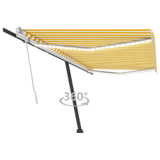 vidaXL sárga és fehér kézzel kihúzható LED-es napellenző 500 x 350 cm kerti bútor