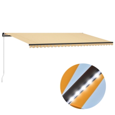 vidaXL sárga és fehér kézzel kihúzható LED-es napellenző 600 x 300 cm kerti bútor