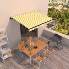 vidaXL sárga és fehér kézzel kihúzható napellenző 350 x 250 cm kerti bútor