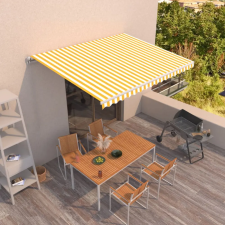 vidaXL Sárga és fehér kézzel kihúzható napellenző 400 x 350 cm kerti bútor