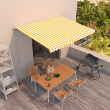 vidaXL Sárga és fehér kézzel kihúzható napellenző 400 x 350 cm kerti bútor