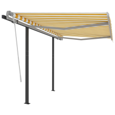 vidaXL sárga és fehér kézzel kihúzható napellenző póznákkal 3 x 2,5 m kerti bútor