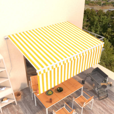 vidaXL sárga és fehér kihúzható LED-es napellenző redőnnyel 4,5 x 3 m kerti bútor