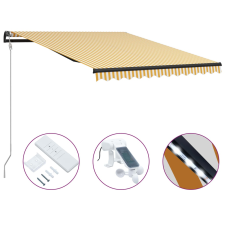 vidaXL sárga és fehér szélérzékelős és LED-es napellenző 300 x 250 cm kerti bútor