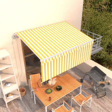vidaXL sárga-fehér automata kihúzható napellenző redőnnyel 3 x 2,5 m kerti bútor