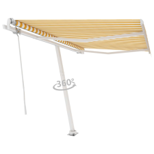 vidaXL sárga-fehér automata póznás napellenző 350 x 250 cm kerti bútor