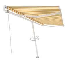 vidaXL sárga-fehér automata póznás napellenző 500 x 300 cm kerti bútor