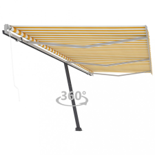 vidaXL Sárga-fehér automata póznás napellenző 600 x 350 cm (3069888) kerti bútor