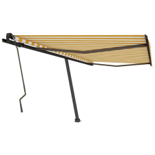 vidaXL sárga-fehér kézzel kihúzható póznás napellenző 450 x 350 cm (3069838) kerti bútor