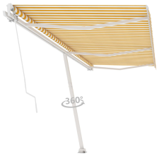 vidaXL sárga-fehér kézzel kihúzható póznás napellenző 600 x 350 cm kerti bútor