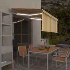 vidaXL sárga-fehér manuális LED-es napellenző redőnnyel 3 x 2,5 m kerti bútor
