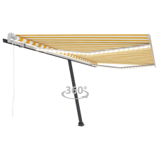 vidaXL sárga-fehér szélérzékelős és LED-es napellenző 450 x 300 cm kerti bútor