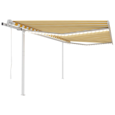 vidaXL sárga-fehér szélérzékelős és LED-es napellenző 4 x 3,5 m kerti bútor