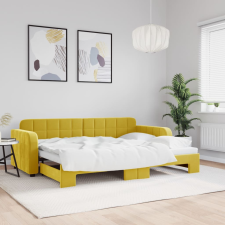vidaXL sárga kihúzható bársony heverő 80 x 200 cm ágy és ágykellék
