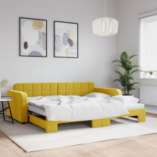 vidaXL sárga kihúzható bársony heverő 90 x 200 cm ágy és ágykellék