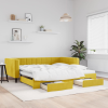 vidaXL sárga kihúzható bársony heverő fiókkal 100 x 200 cm
