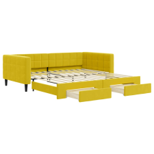 vidaXL sárga kihúzható bársony heverő fiókkal 100 x 200 cm (3196751) ágy és ágykellék