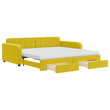 vidaXL sárga kihúzható bársony heverő fiókkal 100 x 200 cm (3197013) ágy és ágykellék