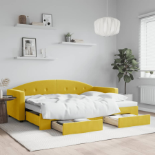 vidaXL sárga kihúzható bársony heverő fiókkal 80 x 200 cm ágy és ágykellék