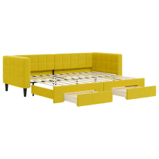 vidaXL sárga kihúzható bársony heverő fiókkal 80 x 200 cm (3196737) ágy és ágykellék